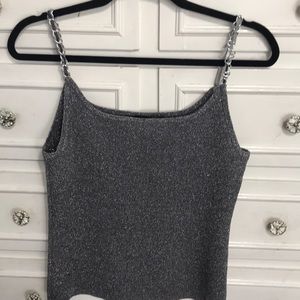 Shiny silver tank top